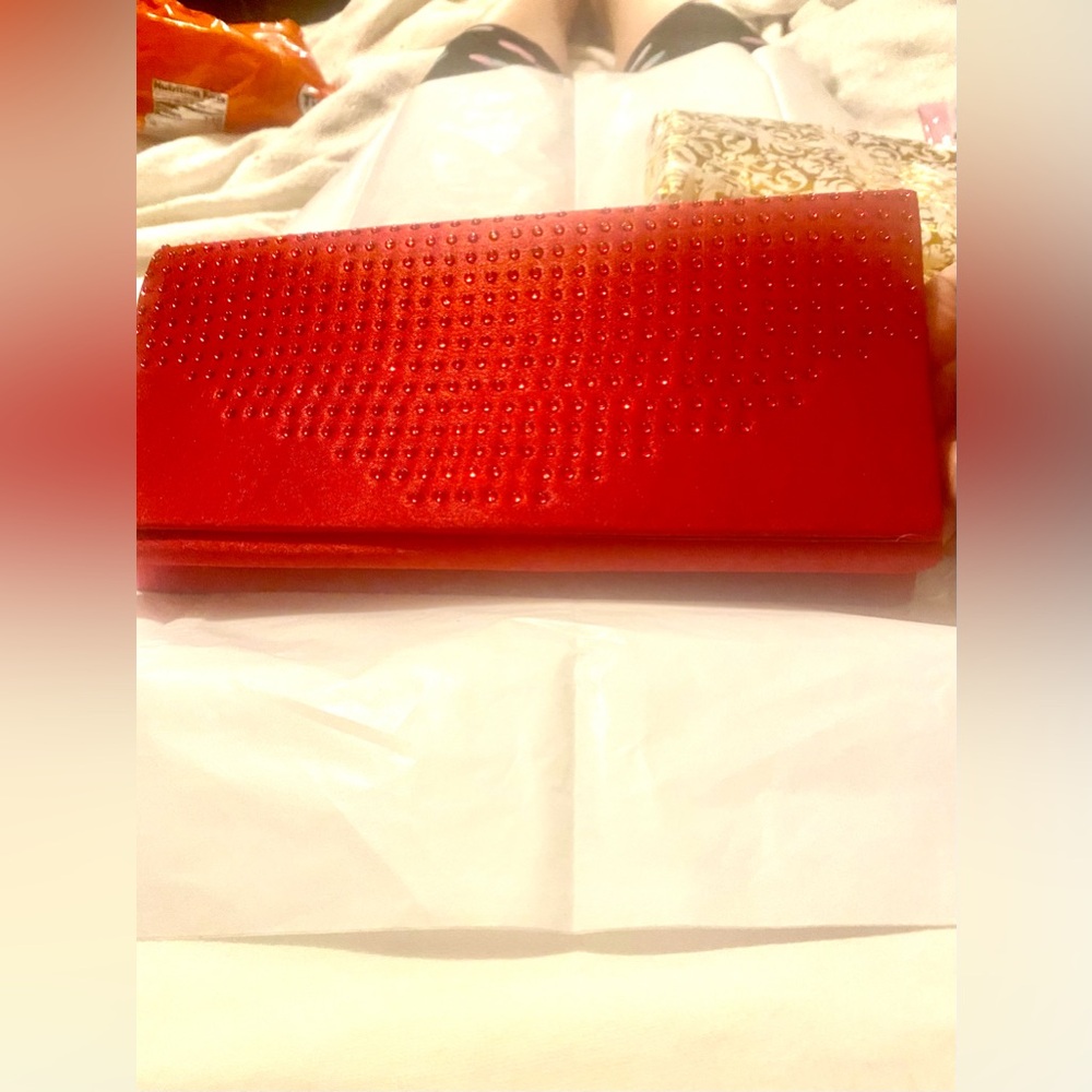Red Studded Clutch (Add Chain if Desired)